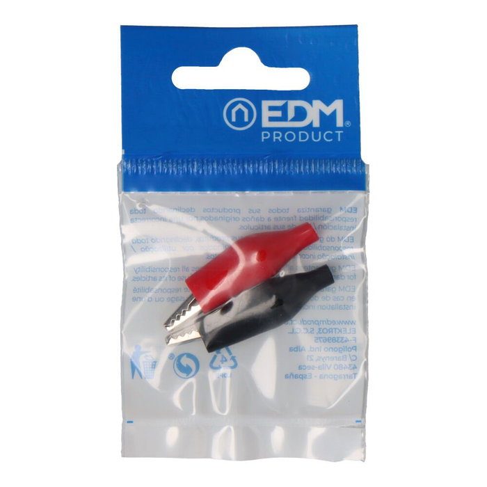 Edm Pinza tipo cocodrilo 2 unidades 1 roja + 1 negra Edm Pinza tipo cocodrilo 2 unidades 1 roja + 1 negra
