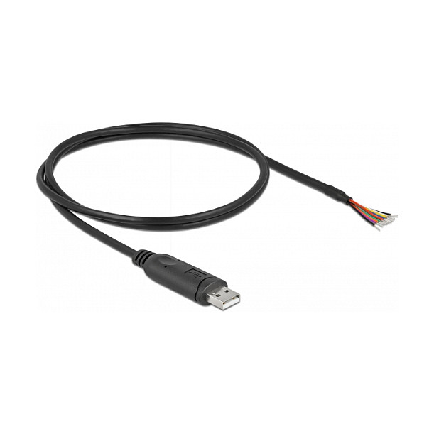 DeLOCK Cable Adaptador USB 2.0 Tipo-A a Serie RS-232 con 9 Extremos Abiertos y Blindaje, 1 m