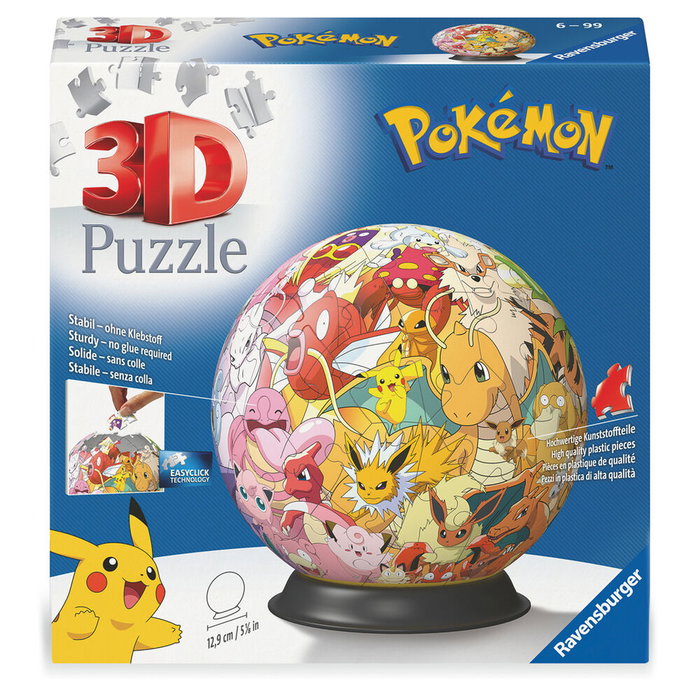 Ravensburger Puzzle Ball 3D Pokemon 11595 Rompecabezas Fácil Click Edad +6 Años