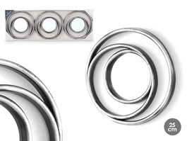 Giftdecor Set 3 Espejos Aros Negro Plateado 76.5x26.5x2.5 cm Plástico Cristal (Set de 8)