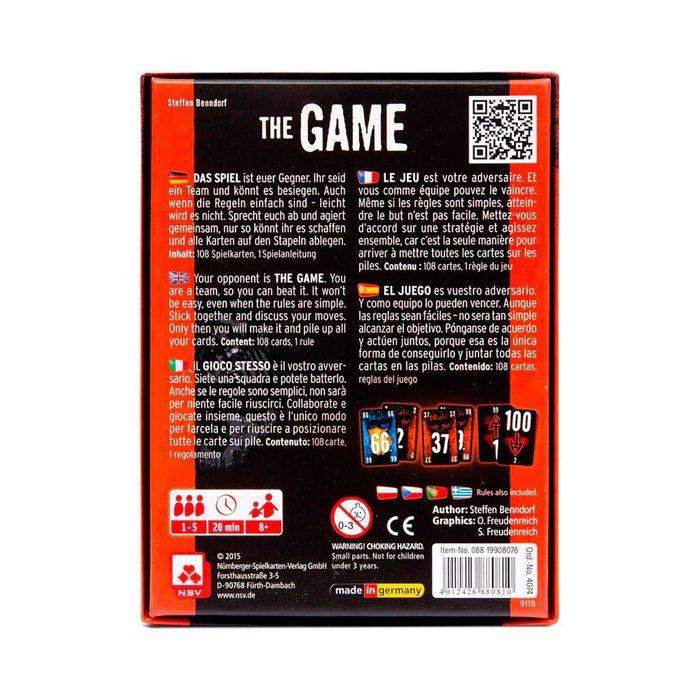 NSV The Game 10046315 Juego de mesa colaborativo para colocar cartas en orden ascendente o descendente