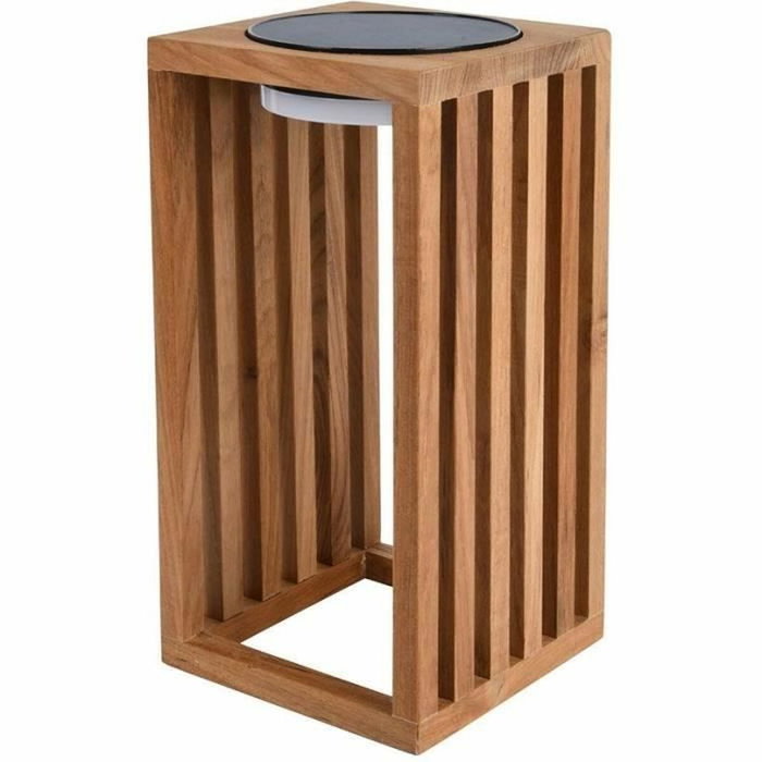 Lumisky Linterna solar decorativa Chennai de madera maciza de teca con LED blanco cálido Lumisky Linterna solar decorativa Chennai de madera maciza de teca con LED blanco cálido