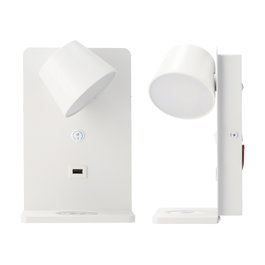 Lumo Aplique de pared para lectura con puerto USB y carga inalámbrica 6W