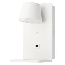 Lumo Aplique de pared para lectura con puerto USB y carga inalámbrica 6W