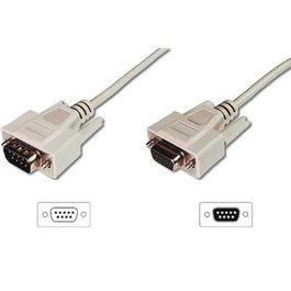 Digitus Cable de extensión Datatransfer D-Sub9 Macho a Hembra, 10 m, Beige