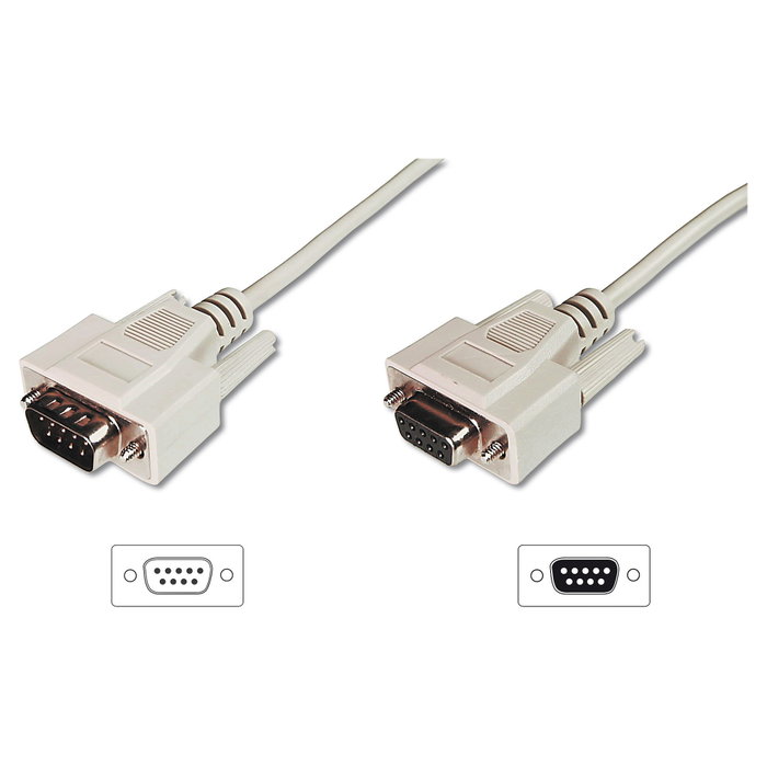 Digitus Cable de extensión Datatransfer D-Sub9 Macho a Hembra, 10 m, Beige