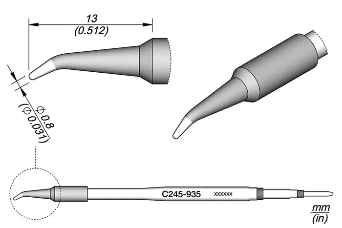 JBC TOOLS Pico cono acodado 0,8mm JBC TOOLS Pico cono acodado 0,8mm