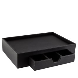 GHESSU Caja Negra Box de Polipiel Negro 30x20x8 cm