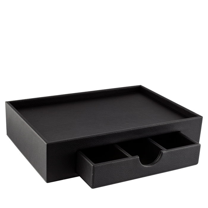 GHESSU Caja Negra Box de Polipiel Negro 30x20x8 cm