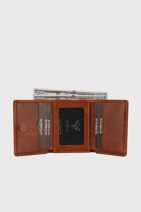 Zoozie Bags Cartera para Hombre de Piel Auténtica, Color Tostado, 7.5x2x10 cm