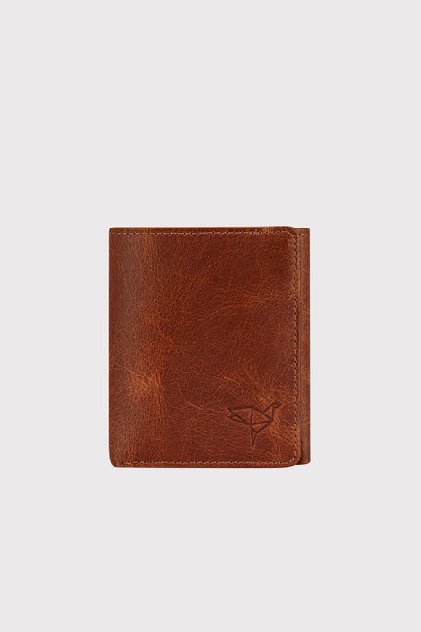 Zoozie Bags Cartera para Hombre de Piel Auténtica, Color Tostado, 7.5x2x10 cm
