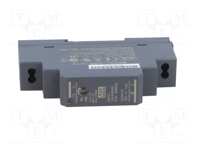 MEAN WELL HDR-15-15 15W 15VDC 1A Alimentador de Impulso