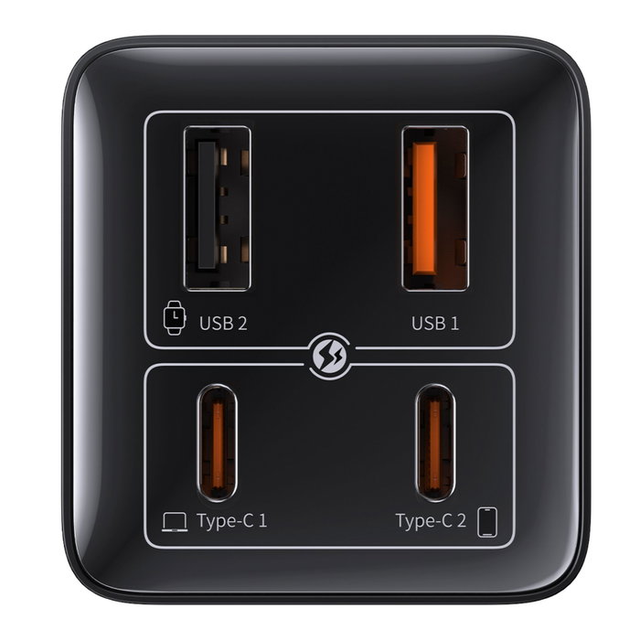 Baseus GaN6 Pro 100W EU con cable de 1m Negro