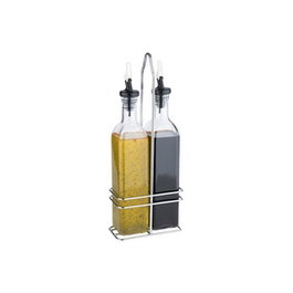Conjunto de aceite y vinagre con soporte