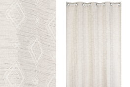 DKD Home Decor Cortina Jacquard Beige 140x260 cm con 8 Anillas