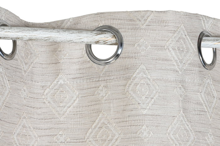 DKD Home Decor Cortina Jacquard Beige 140x260 cm con 8 Anillas