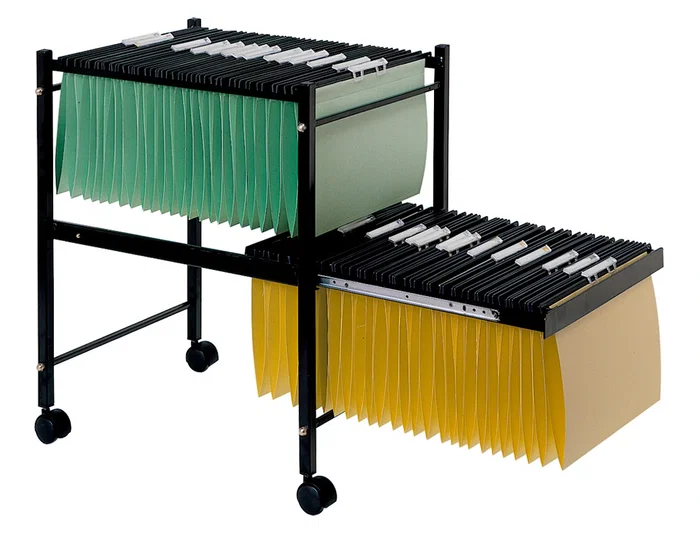 Q-connect Carrito para Carpetas Colgantes Folio con Ruedas y Bandeja Extraible Negro 450 x 650 x 540 mm
