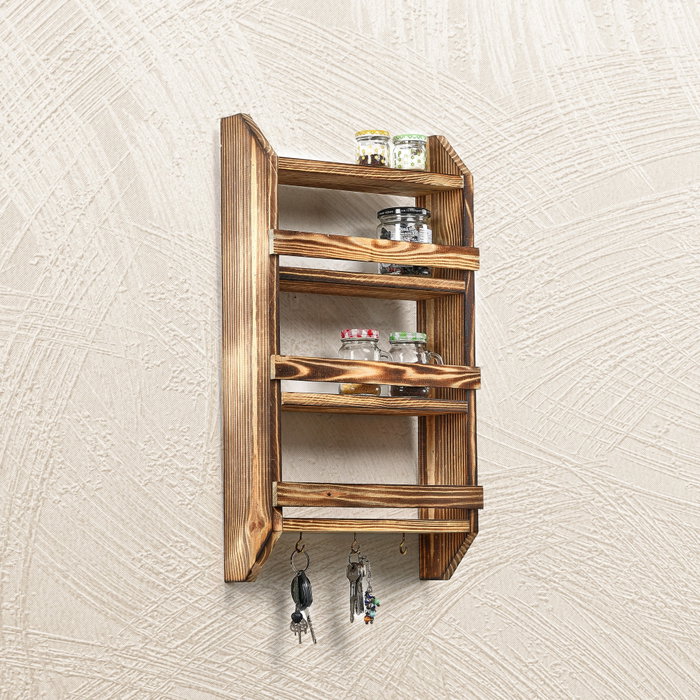 Aberto Design Estantería de madera con gancho para colgar 58x29x10 cm