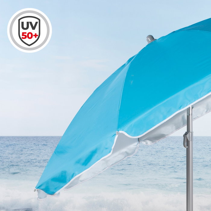 Aktive Sombrilla de playa azul de 180 cm con mástil inclinable