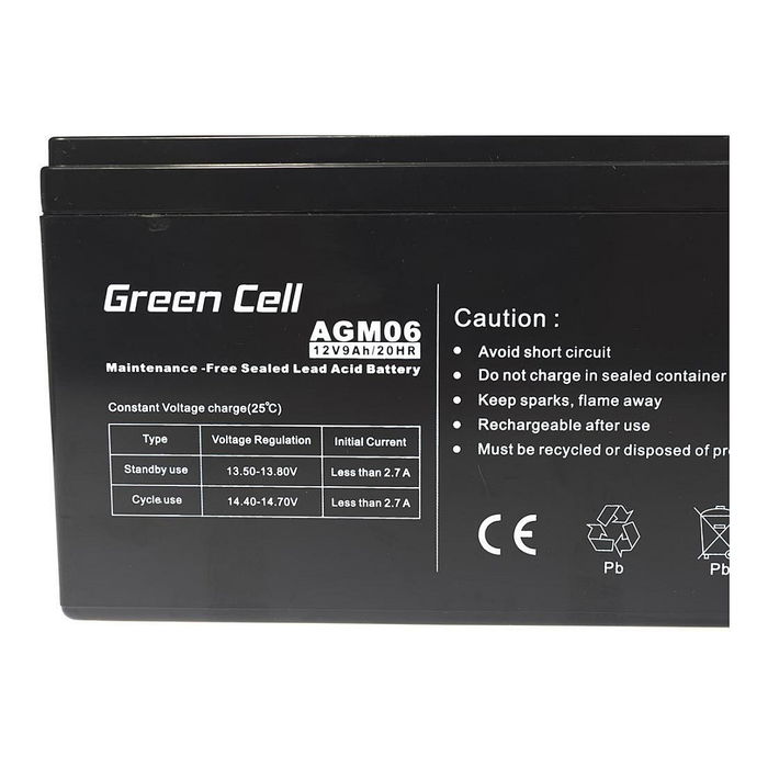 Green Cell AGM06 Batería 12V 9Ah Sealed Lead Acid (VRLA) Negro