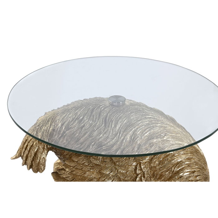 DKD Home Decor Mesita Auxiliar de Resina y Cristal Dorado Avestruz