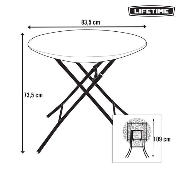 Mesa Plegable Lifetime Blanco Redonda Acero Plástico 83 x 73,5 cm