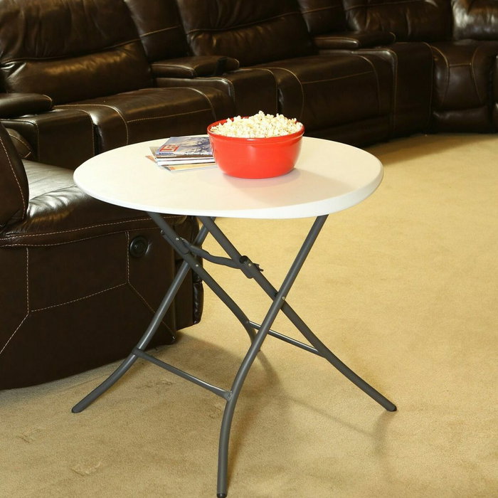 Mesa Plegable Lifetime Blanco Redonda Acero Plástico 83 x 73,5 cm