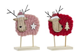 DKD Home Decor Decoración de Madera y Poliéster Surtida (Reno, Estrella, Árbol)