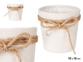 Ibergarden Macetero Tela Con Lazo 11x12x11 cm Blanco (Set de 24)