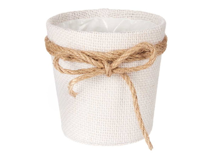 Ibergarden Macetero Tela Con Lazo 11x12x11 cm Blanco (Set de 24)