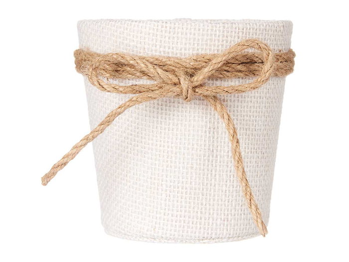Ibergarden Macetero Tela Con Lazo 11x12x11 cm Blanco (Set de 24)