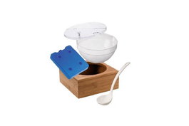 Leone Set Yogurtera Bambú con Bol y Cuchara de Policarbonato Enfriador