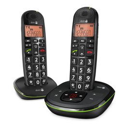 Doro Teléfono Inalámbrico Duo 105wr Negro con Manos Libres, Identificador de Llamadas y Pantalla Retroiluminada