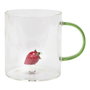 Home Deco Factory - Mug Vidrio Colección Secret Glass, Figura de Fruta (Fresa, Cereza, Limón), Vidrio Borosilicatado, 300 ml, Apto Microondas