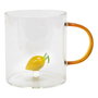 Home Deco Factory - Mug Vidrio Colección Secret Glass, Figura de Fruta (Fresa, Cereza, Limón), Vidrio Borosilicatado, 300 ml, Apto Microondas