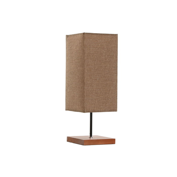 DKD Home Decor Lámpara de Sobremesa de Madera y Lino Marrón 15x15x43 cm
