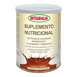 INTEGRALIA Suplemento Nutricional Chocolate 300Gr. Colágeno Hidrolizado, Proteínas, Vitaminas y Minerales para Masa Muscular