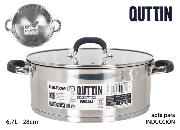 Quttin Cacerola de Acero Inoxidable 28 cm con Tapa (2 Unidades) Quttin Cacerola de Acero Inoxidable 28 cm con Tapa (2 Unidades)