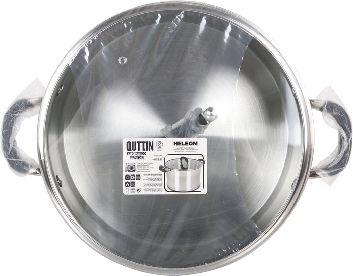 Quttin Cacerola Acero Inoxidable 28 cm 6.7 L 0.8 mm con Tapa (2 Unidades)