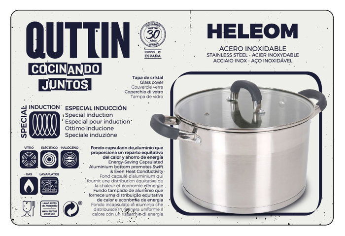 Quttin Cacerola de Acero Inoxidable 28 cm con Tapa (2 Unidades) Quttin Cacerola de Acero Inoxidable 28 cm con Tapa (2 Unidades)