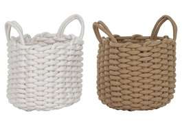 DKD Home Decor Cesta de Cuerda Surtido Blanco y Beige