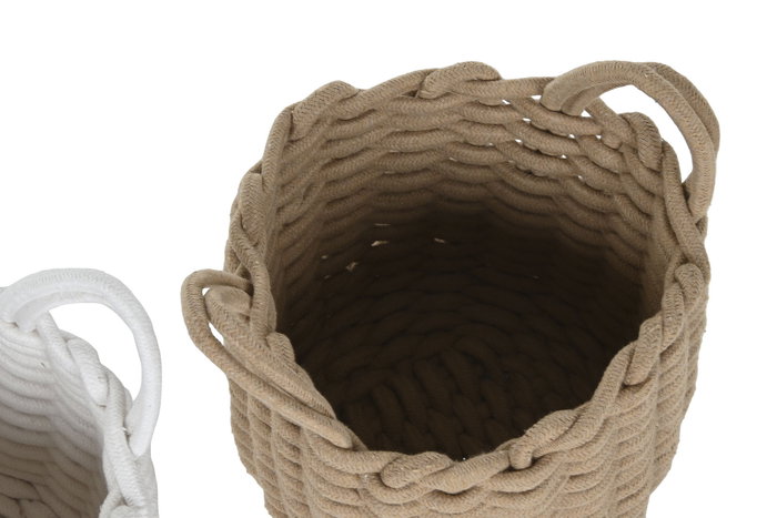 DKD Home Decor Cesta de Cuerda Surtido Blanco y Beige