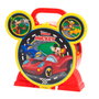 Just Play Garaje Stow N' Go Mickey Mouse 38857 - Set de juego portátil con 2 autos de metal fundido y pista de 8 piezas, multilingüe