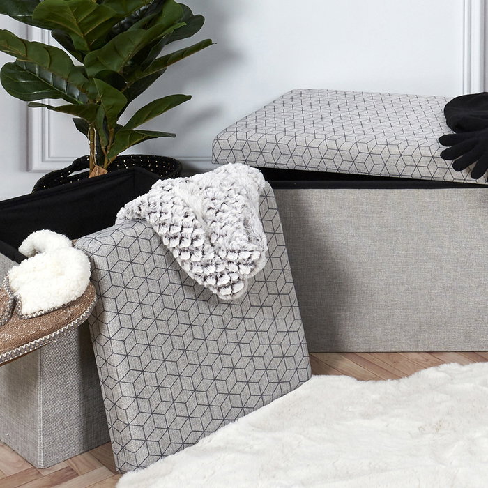 Home Deco Factory Caja-puf Plegable Gris Claro Home Deco Factory Caja-puf Plegable Gris Claro