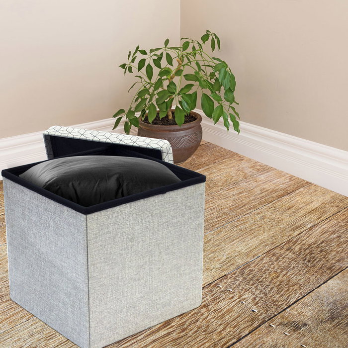 Home Deco Factory Caja-puf Plegable Gris Claro Home Deco Factory Caja-puf Plegable Gris Claro