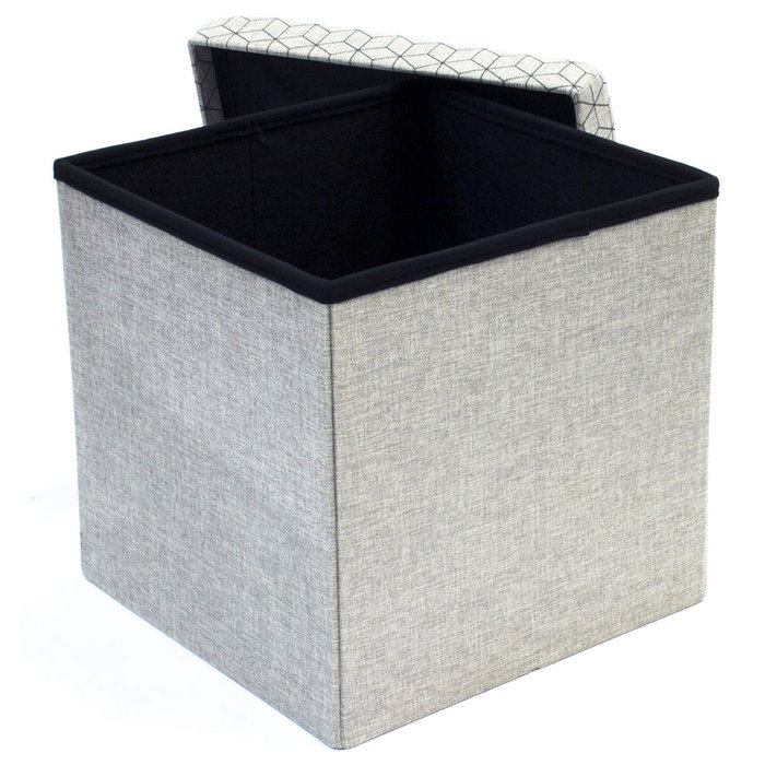 Home Deco Factory Caja-puf Plegable Gris Claro Home Deco Factory Caja-puf Plegable Gris Claro