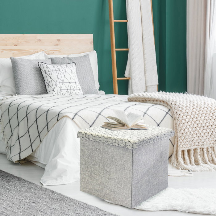 Home Deco Factory Caja-puf Plegable Gris Claro Home Deco Factory Caja-puf Plegable Gris Claro