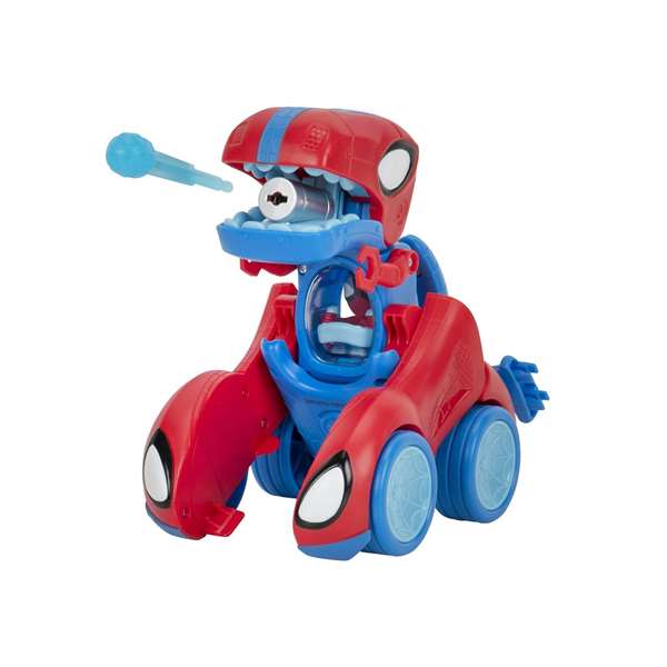 Jazwares Coche Spidey Rex Racer 2 en 1 se transforma en Dinosaurio Lanza Dardos