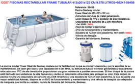 Power Steel Piscina Rectangular 412x201x122 cm