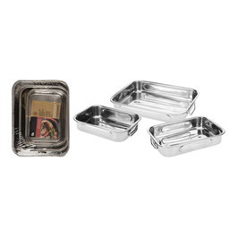 Excellent Houseware Set de 3 Bandejas de Acero Inoxidable, 27x20x6 cm / 31x23x6 cm / 36x27x6 cm, Apto para Horno hasta 230°C - a12402130